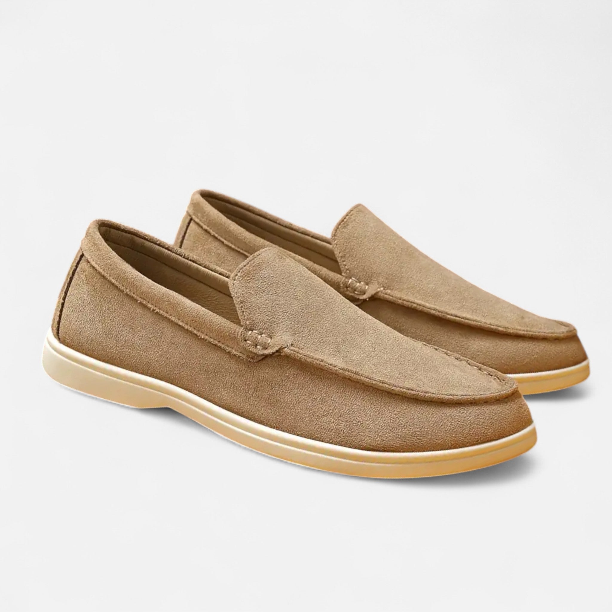 Old Fortune | Męskie Loafersy PU – Beżowo-Brązowa Klasyka Slip-On