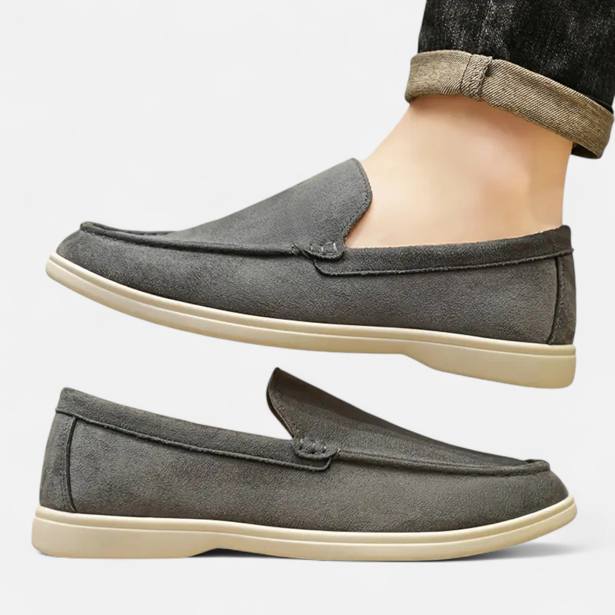 Old Fortune | Męskie Loafersy PU – Beżowo-Brązowa Klasyka Slip-On