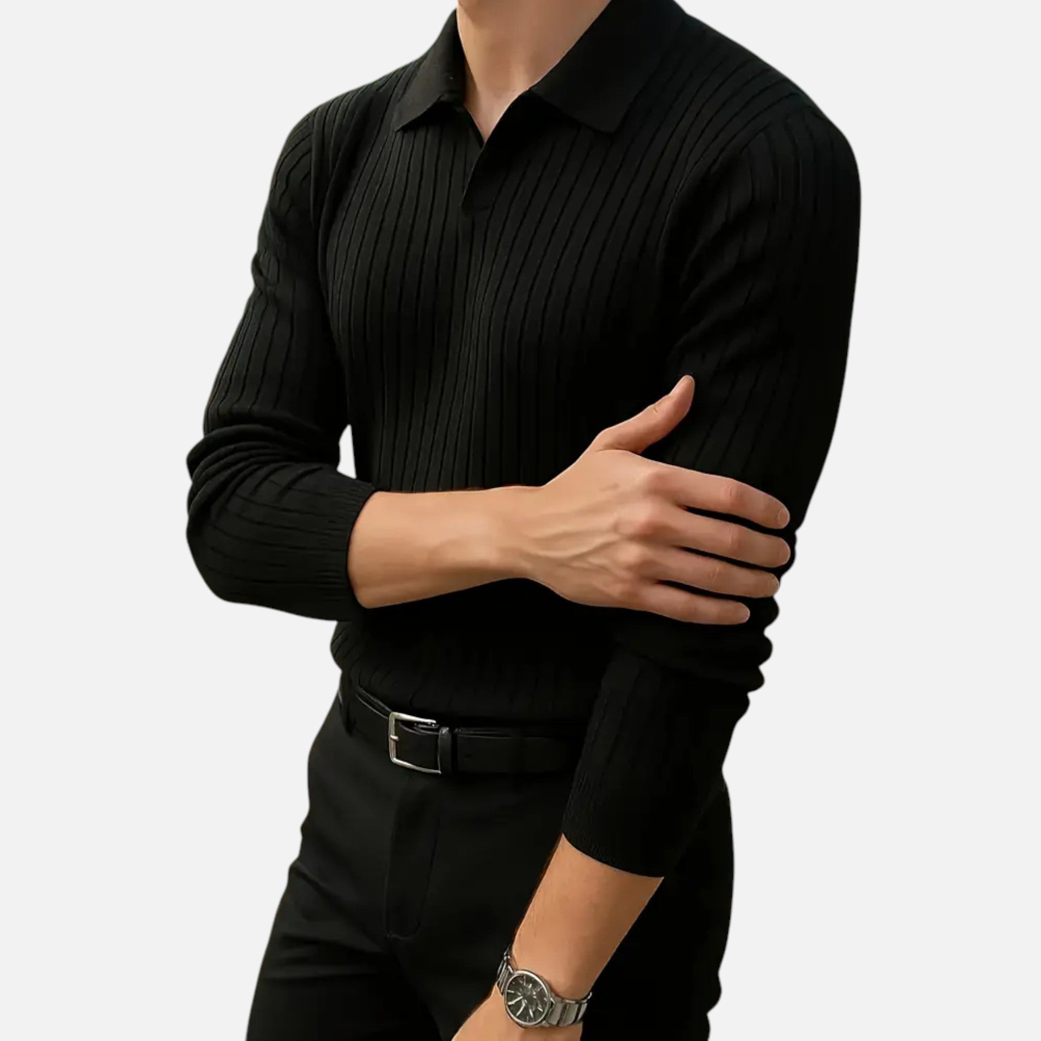Old Fortune | Męska Koszula Dzianinowa – Pasiasty Slim Fit