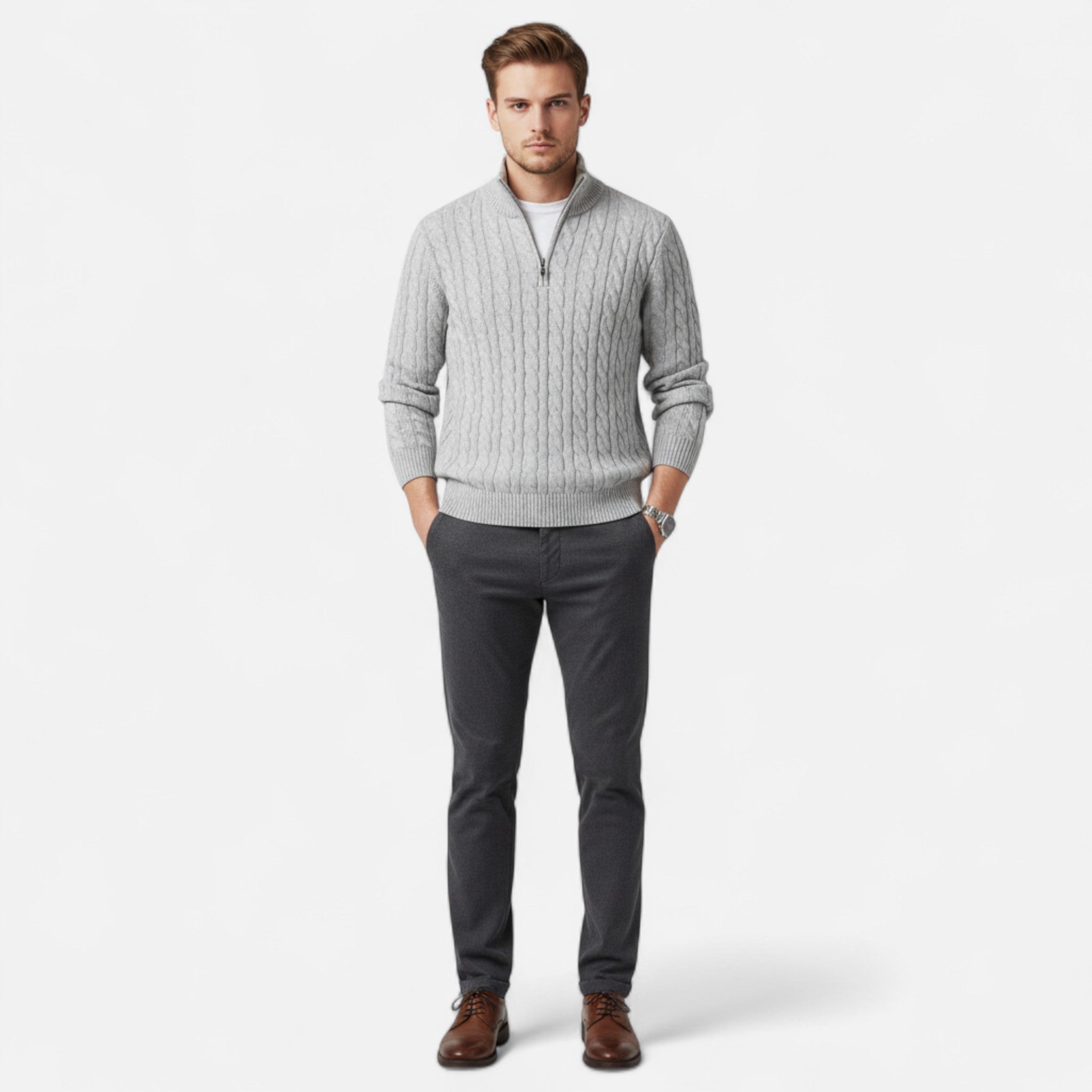 Old Fortune | Męski Sweter z Półgolfem – Bawełna 100%