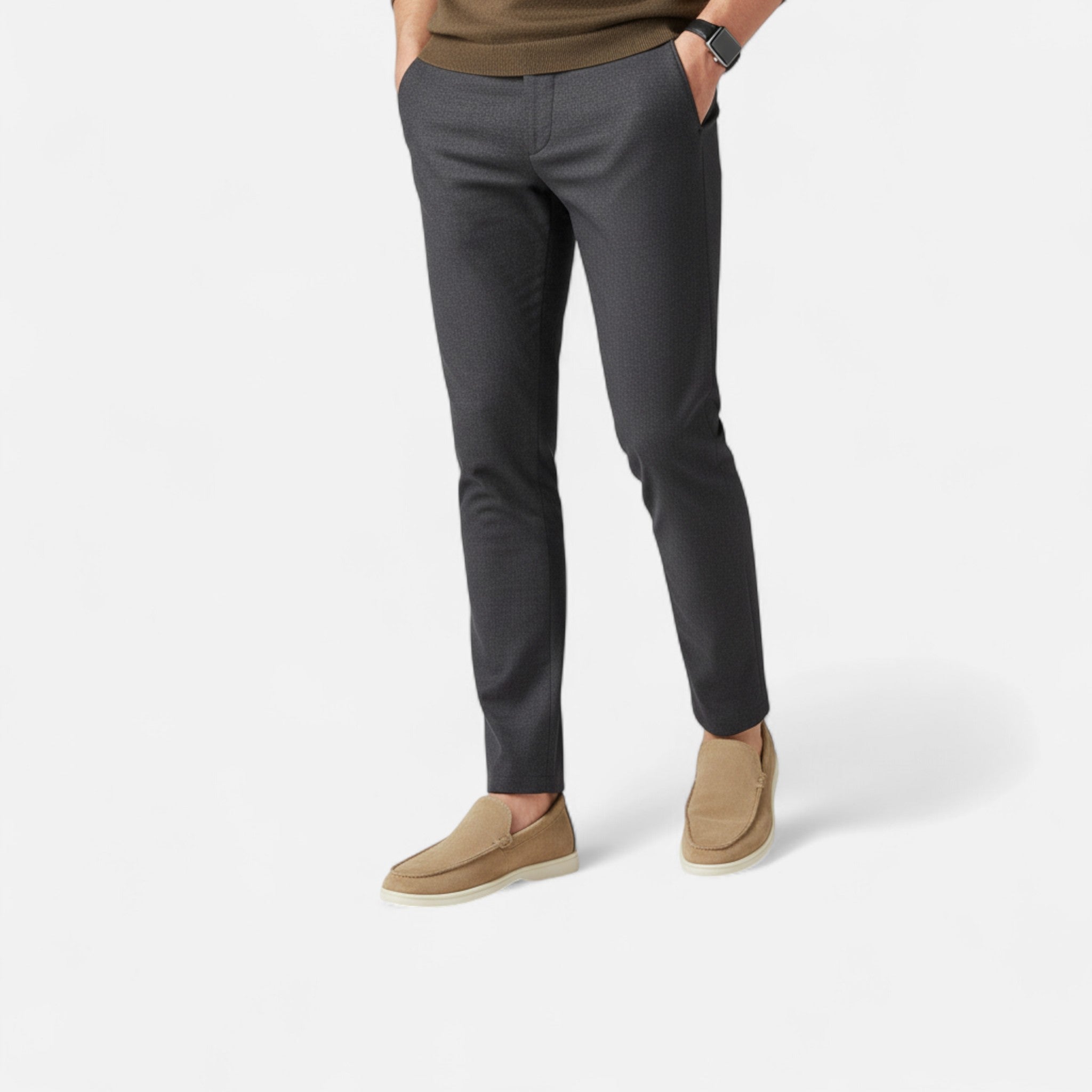 Old Fortune | Męskie Loafersy PU – Beżowo-Brązowa Klasyka Slip-On