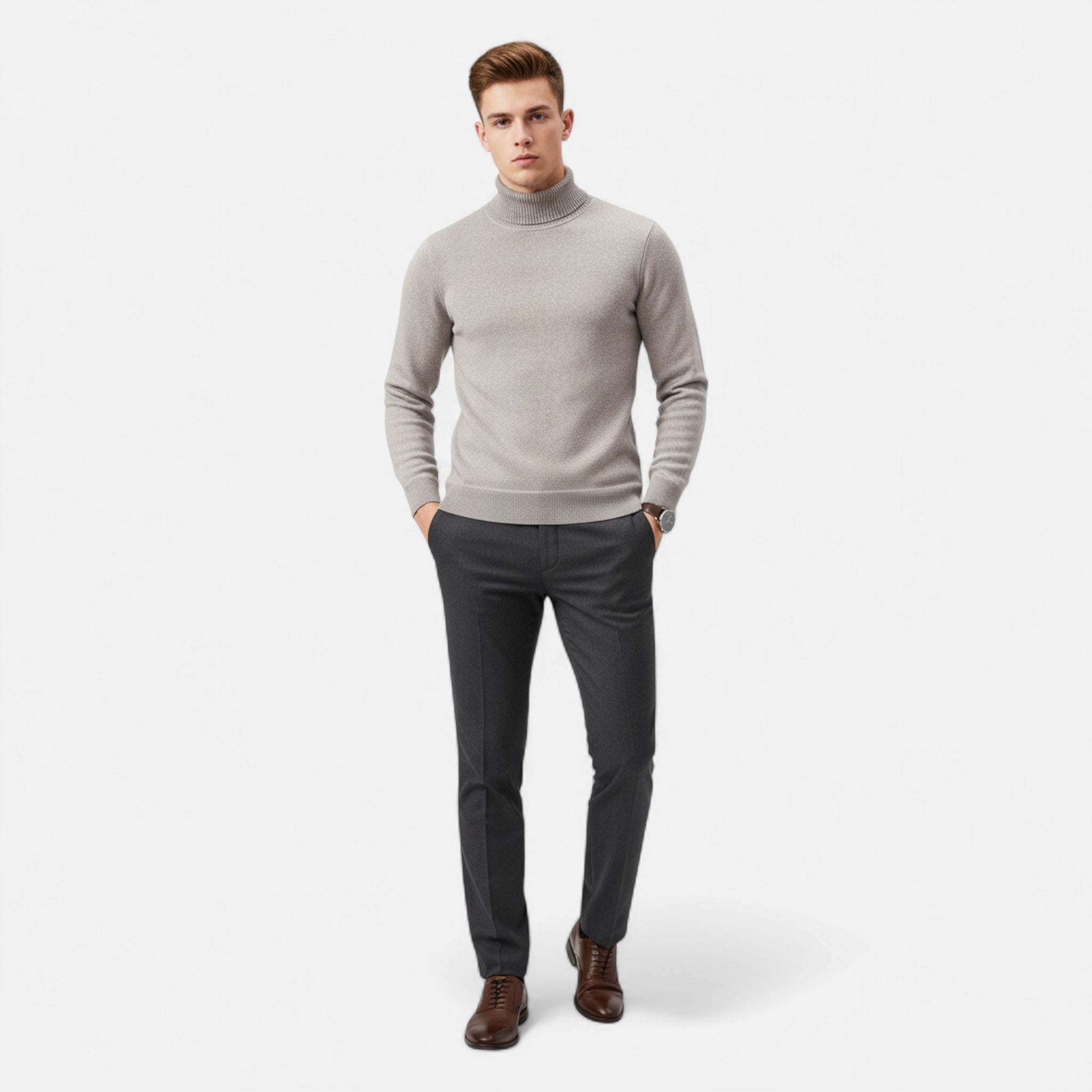 Old Fortune | Męski Sweter z Okrągłym Dekoltem – Fleece na Zimę