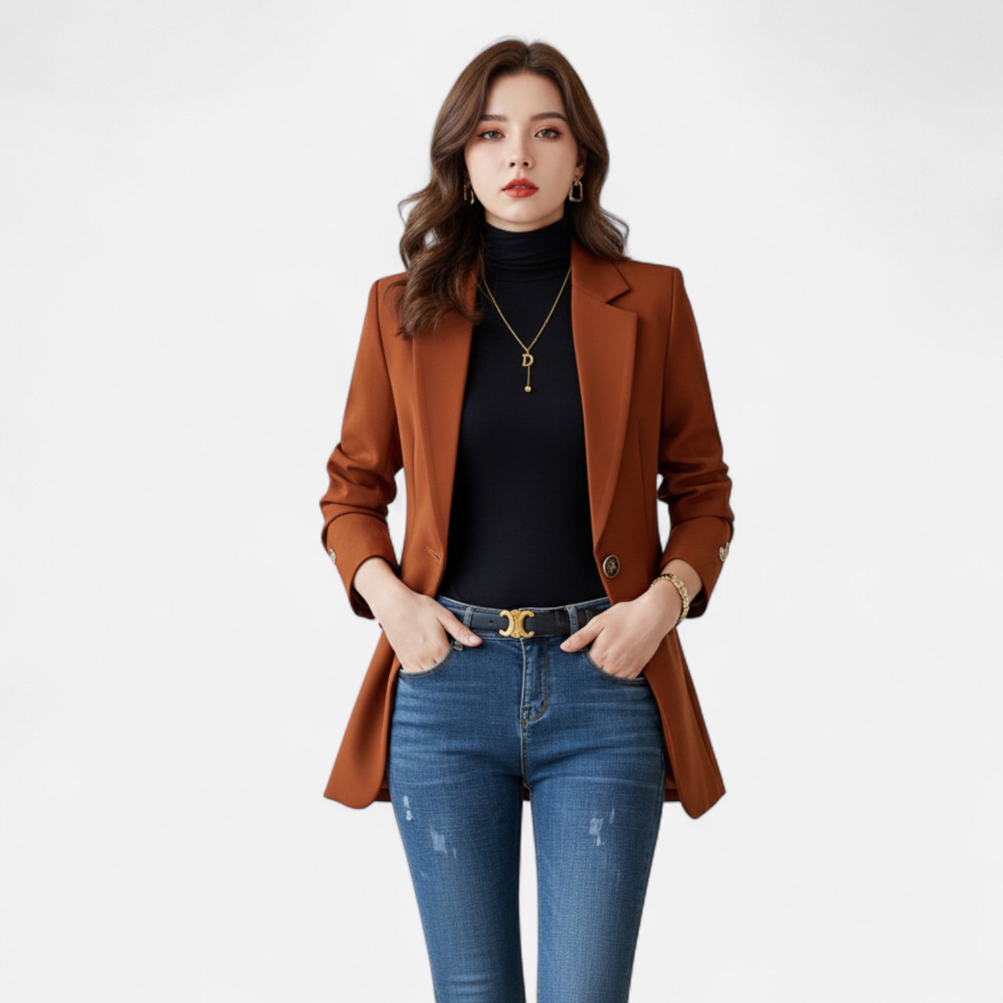 Old Fortune | Elegancka damska marynarka ze złotymi guzikami
