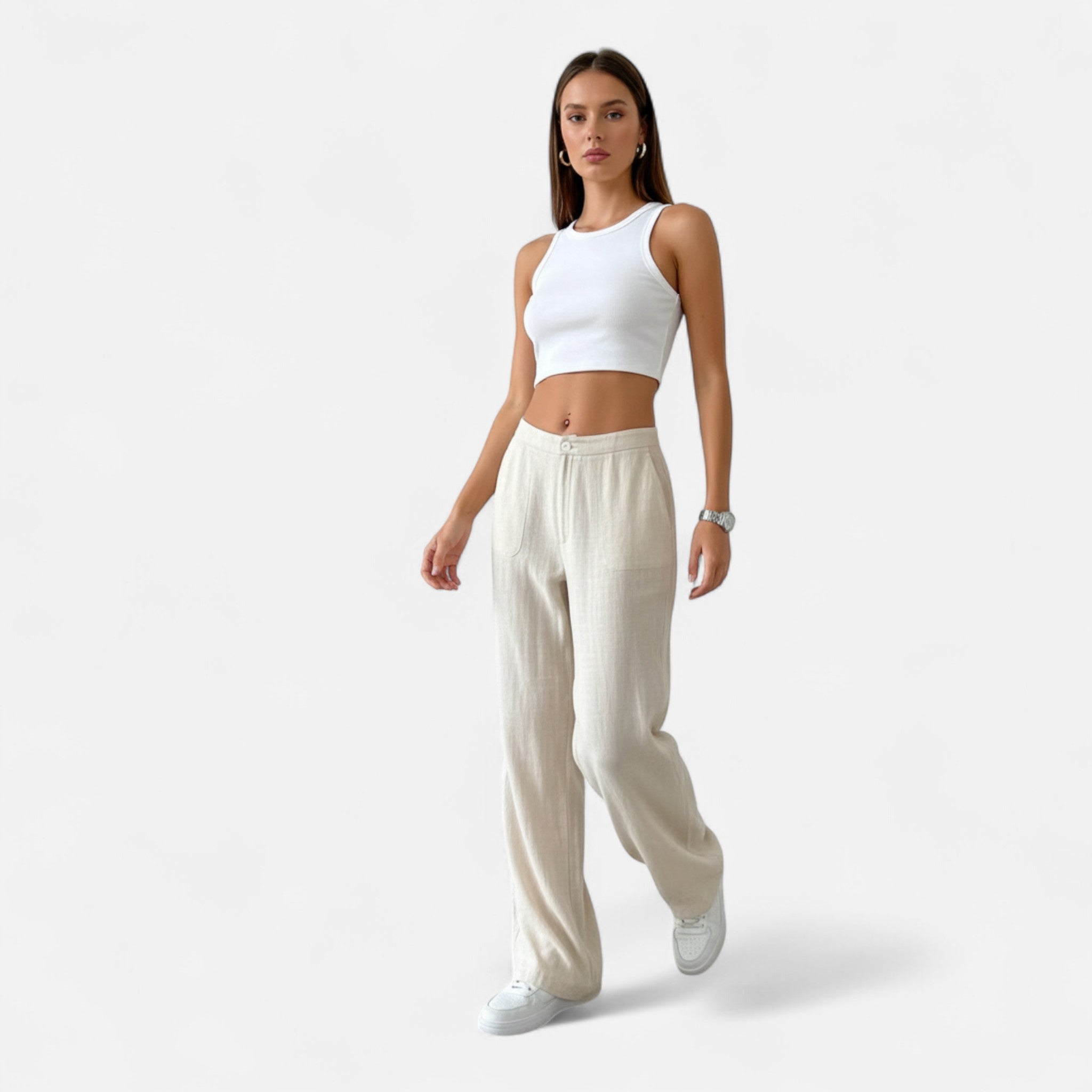 Old Fortune | Damskie Spodnie – Klasyczne Proste Nogawki w Czarni