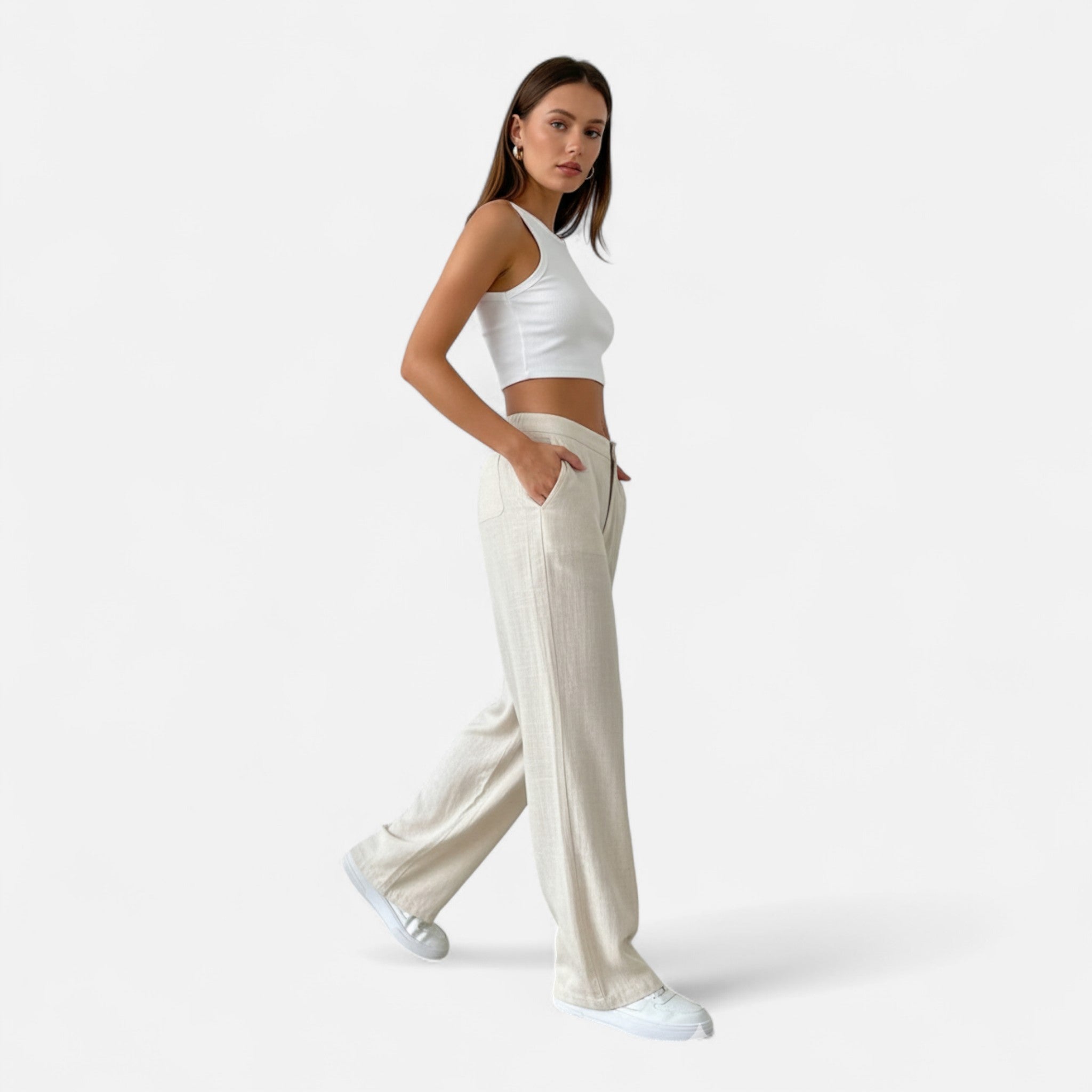 Old Fortune | Damskie Spodnie – Klasyczne Proste Nogawki w Czarni