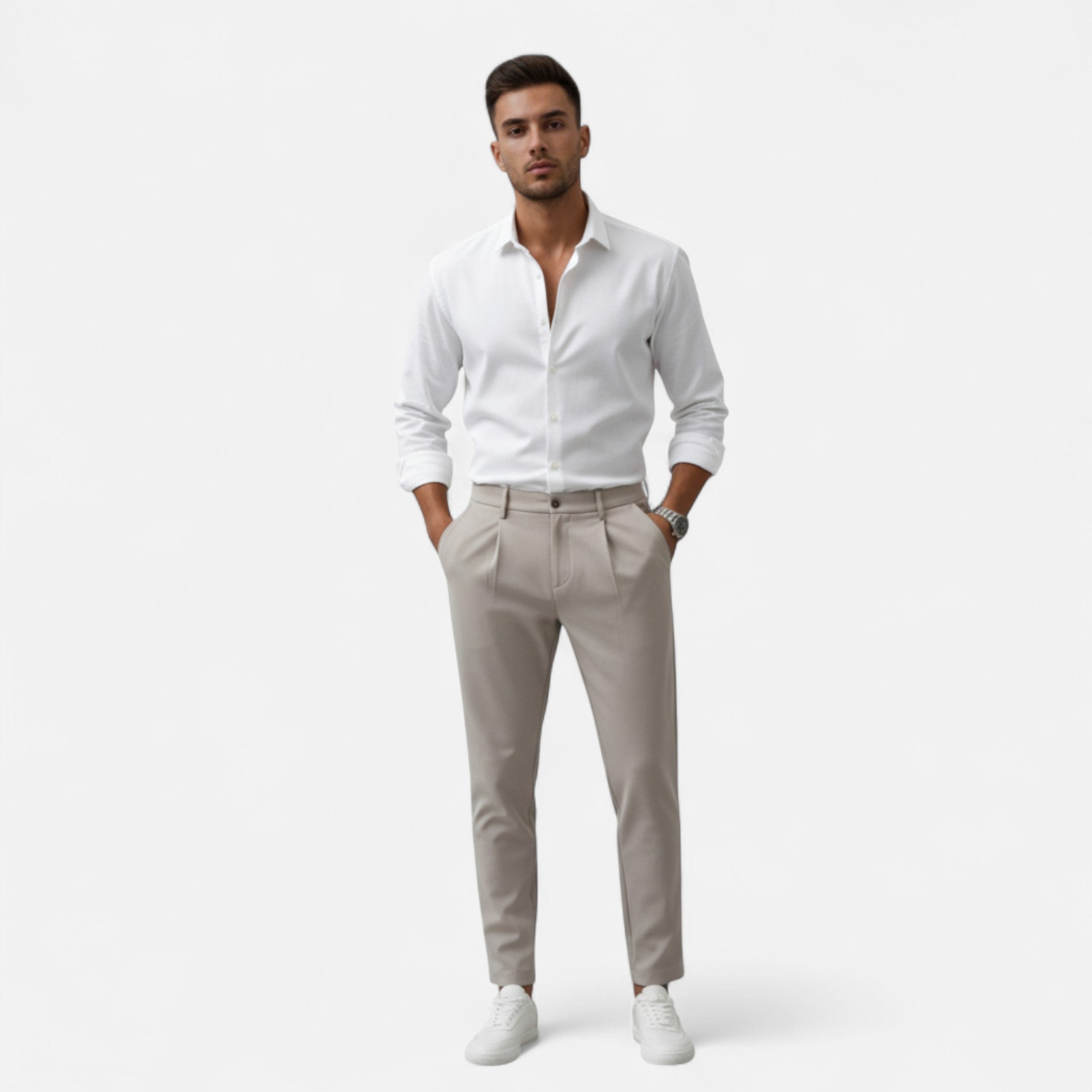 Old Fortune | Męskie Spodnie – Klasyczne Business Casual Regular Fit