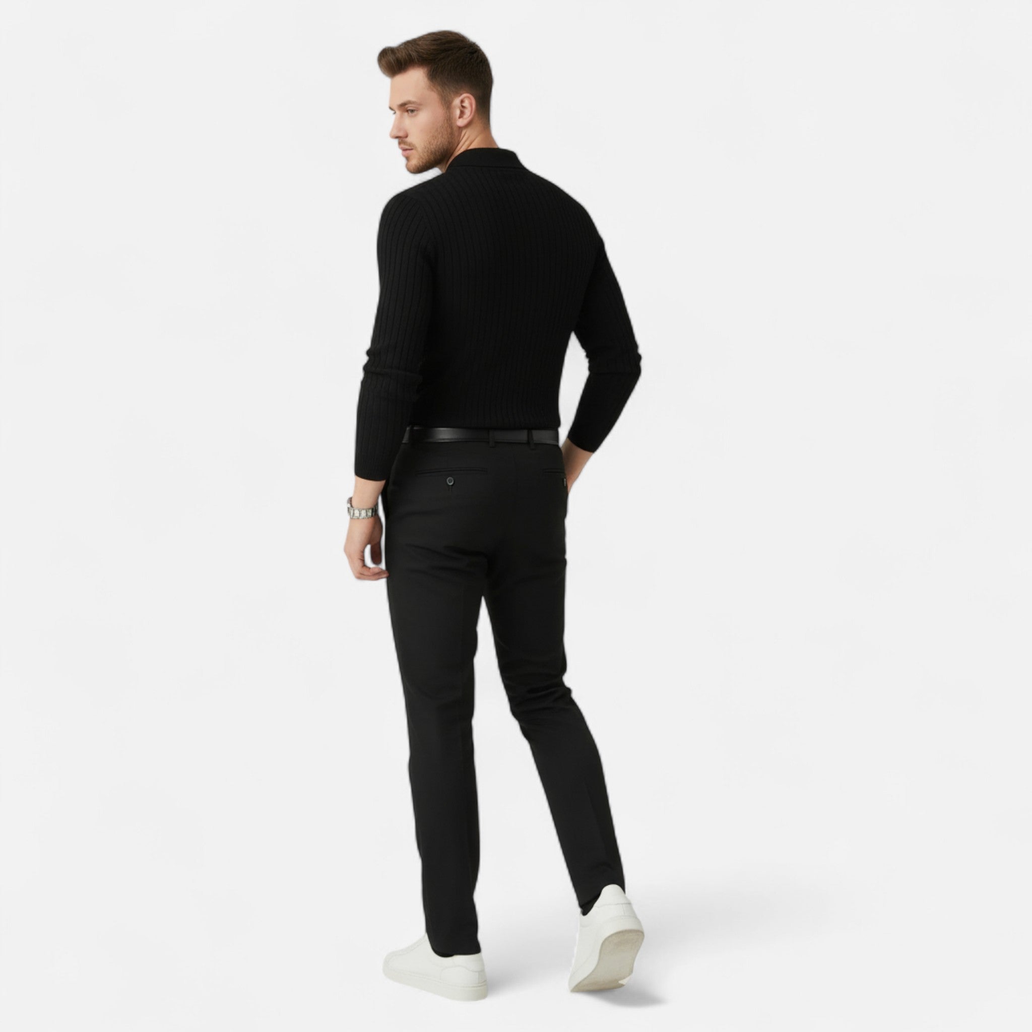 Old Fortune | Męska Koszula Dzianinowa – Pasiasty Slim Fit