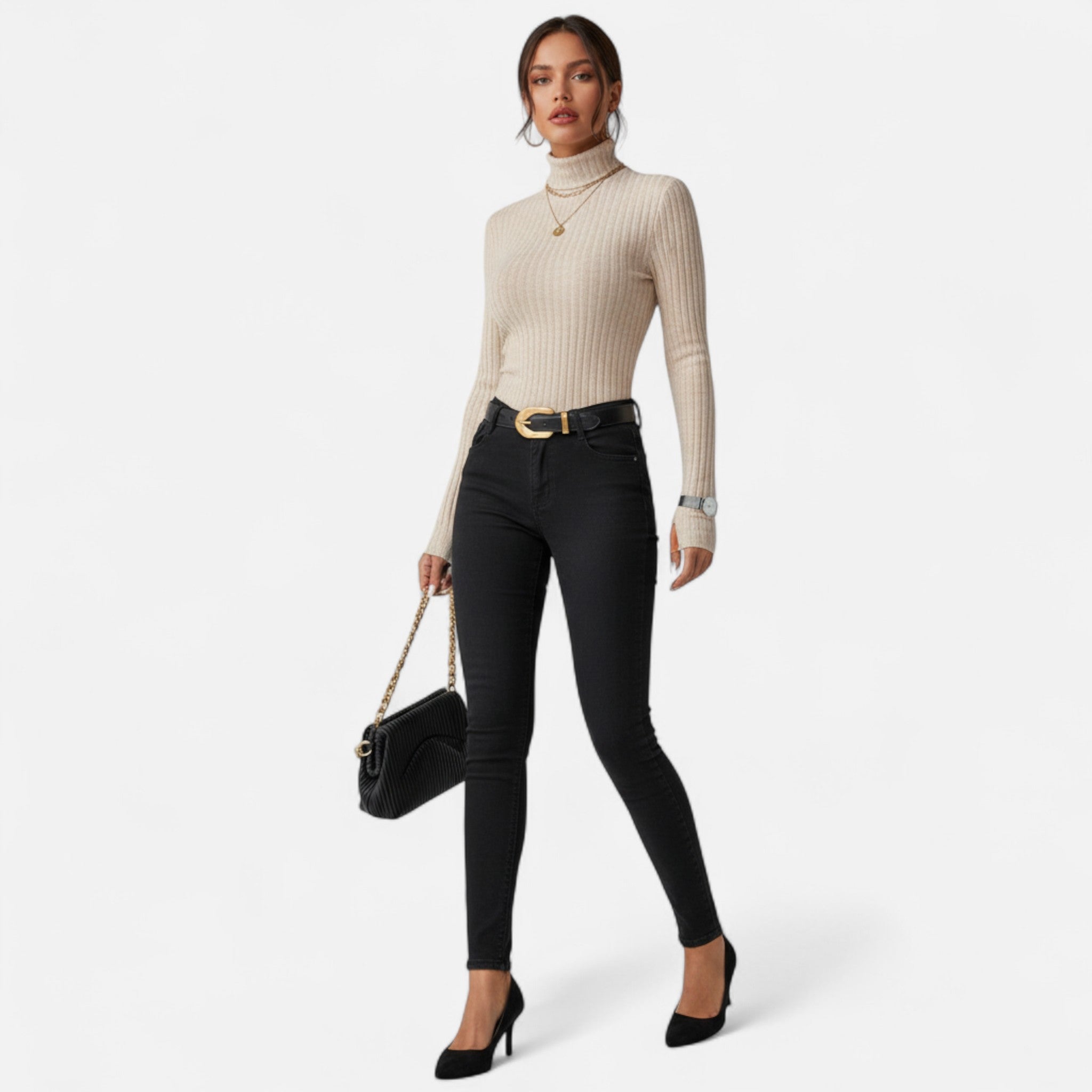 Old Fortune | Prążkowany damski golf o ponadczasowej elegancji