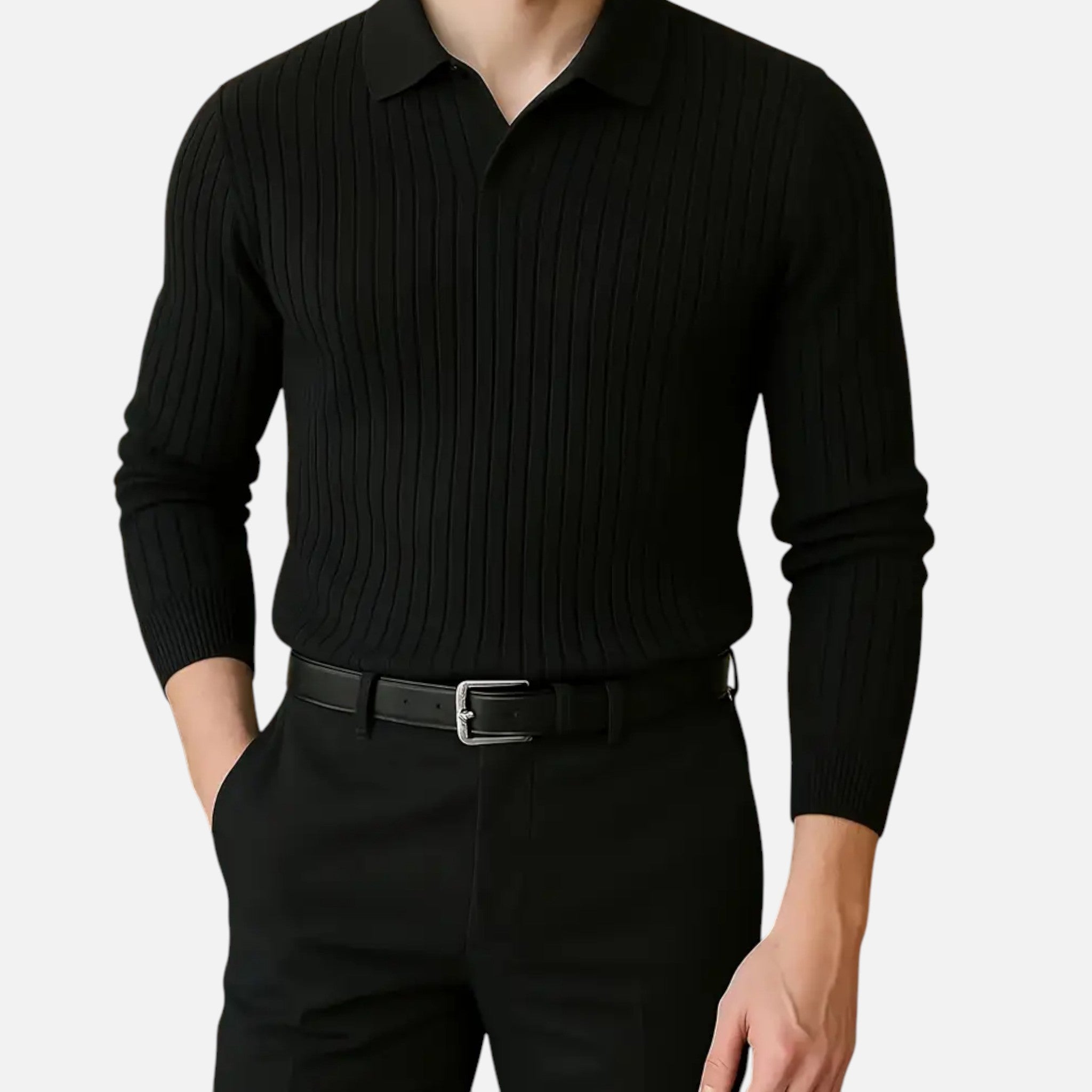 Old Fortune | Męska Koszula Dzianinowa – Pasiasty Slim Fit