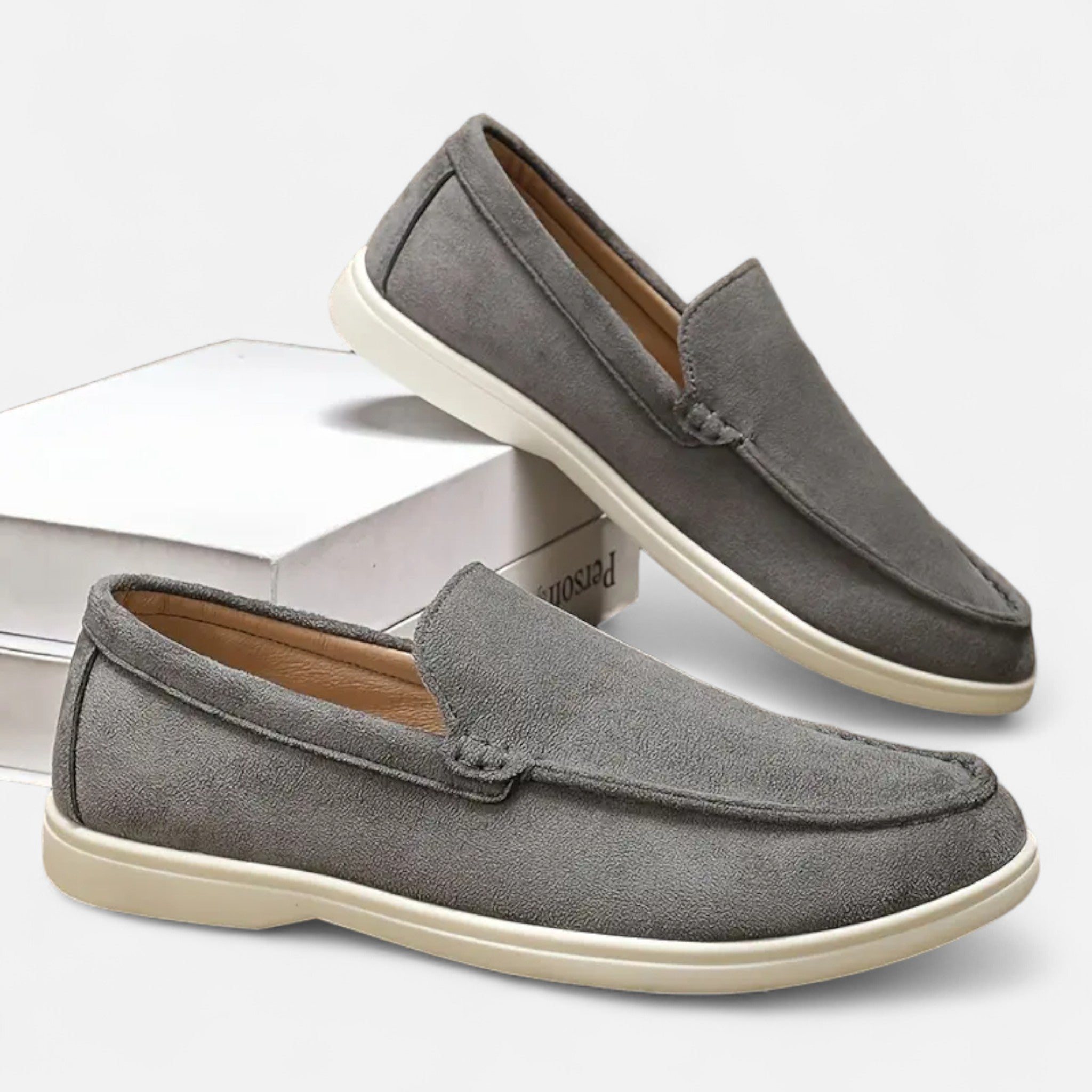 Old Fortune | Męskie Loafersy PU – Beżowo-Brązowa Klasyka Slip-On